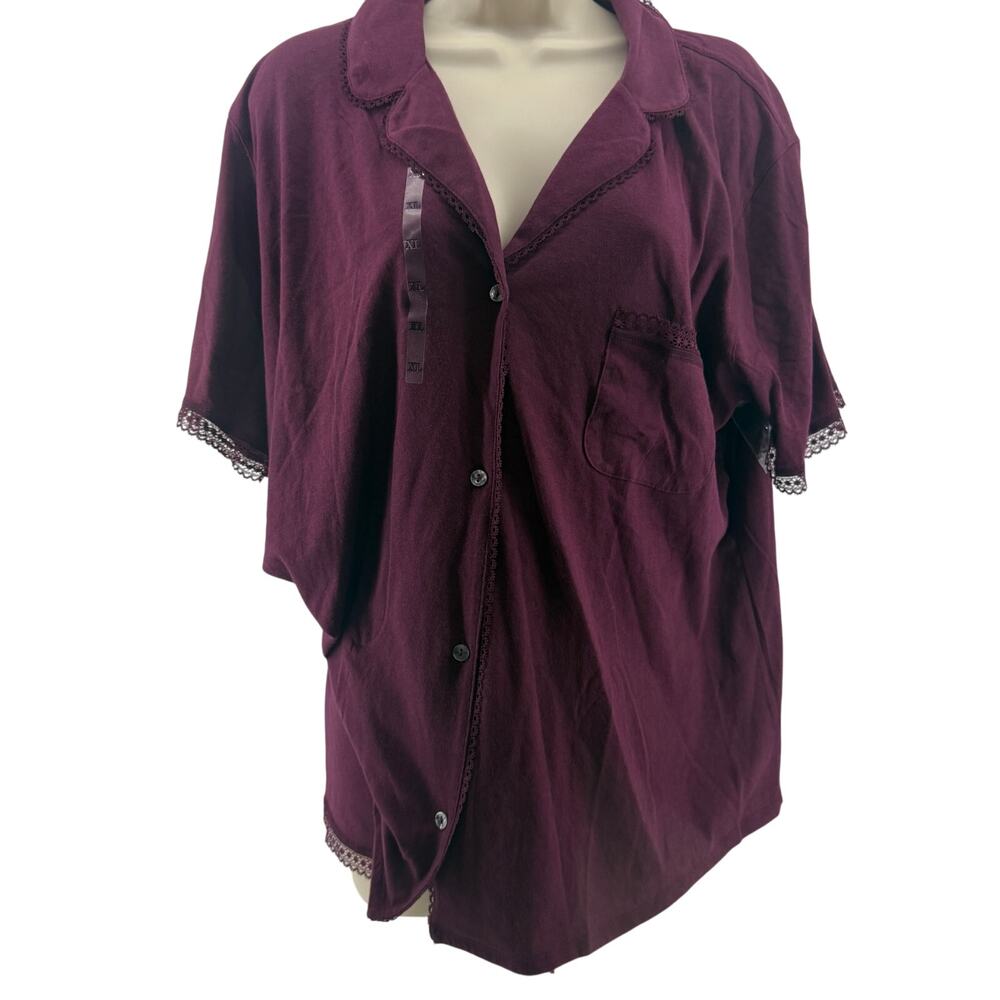 Victoria's Secret Burgundy Lace Accent Lounge Pajama Set Womens Xlarge